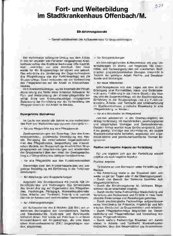 Vorschauseite 1: Fortund Weiterbildung im Stadtkrankenhaus Offenbach/M. Ein Erfahrungsbericht