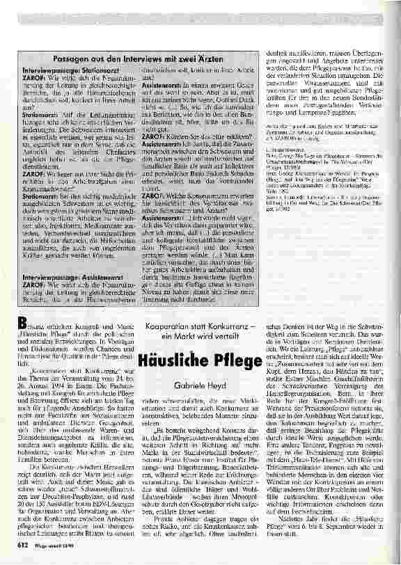 Vorschauseite 3: Rollenabmivalenz verursacht Streß Berufliche Stellung der Pflegekräfte in den neuen Bundesländern