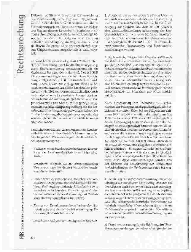 Vorschauseite 2: Schädigung der Lendenwirbelsäule als Berufskrankheit - Ursachenzusammenhang
