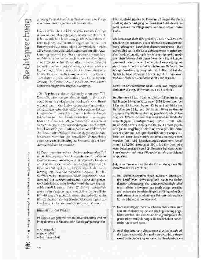 Vorschauseite 6: Schädigung der Lendenwirbelsäule als Berufskrankheit - Ursachenzusammenhang