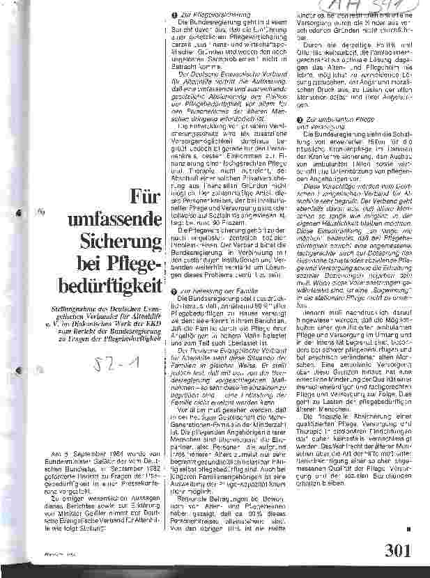 Vorschauseite 1: Für umfassende Sicherung bei Pflegebedürftigkeit