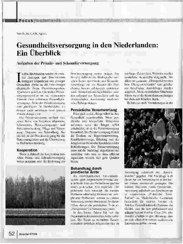Vorschauseite 1: Gesundheitsversorgung in den Niederlanden: Ein Überblick
