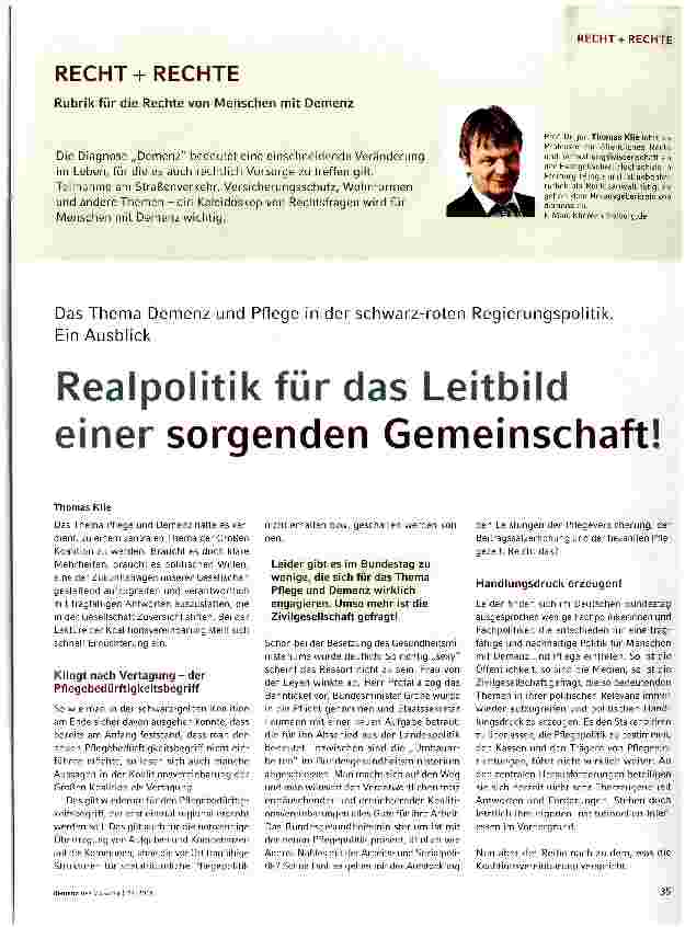 Vorschauseite 1: Realpolitik für das Leitbild einer sorgenden Gemeinschaft!