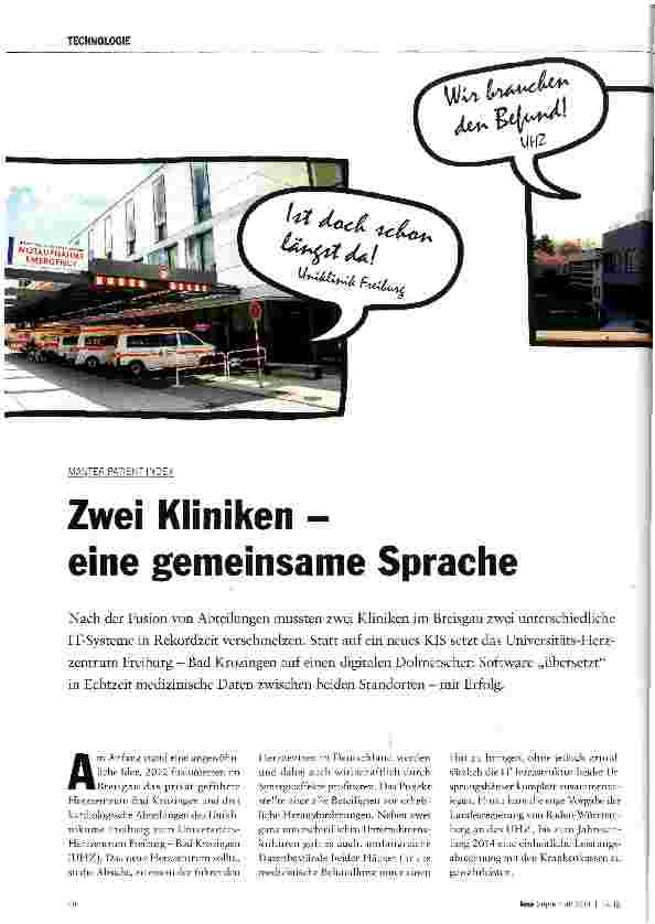 Vorschauseite 1: Zwei Kliniken -eine gemeinsame Sprache