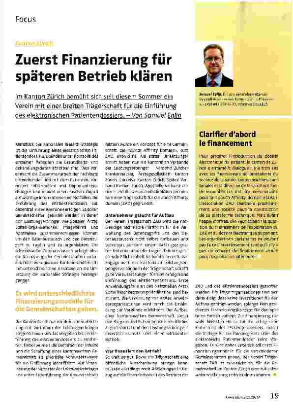 Vorschauseite 1: Zuerst Finanzierung für späteren Betrieb klären