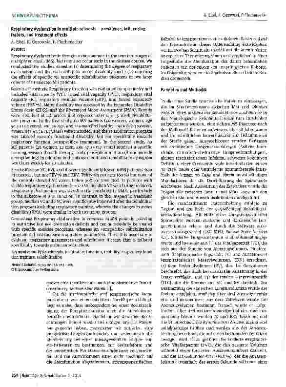 Vorschauseite 2: Atemfunktionsstörungen bei Multipler Sklerose - Häufigkeit, Einflussfaktoren und Behandlungseffekte