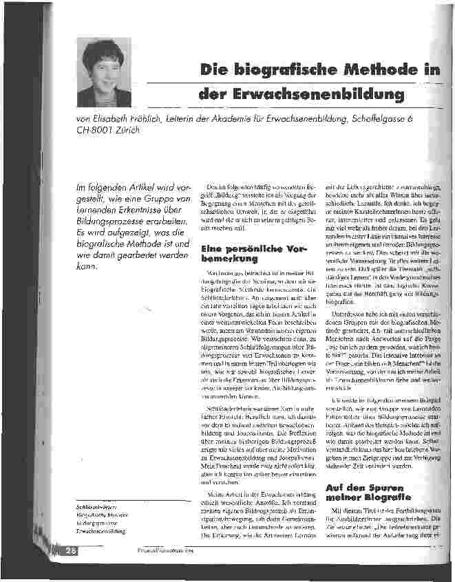 Vorschauseite 1: Die biographische Methode in der Erwachsenenbildung