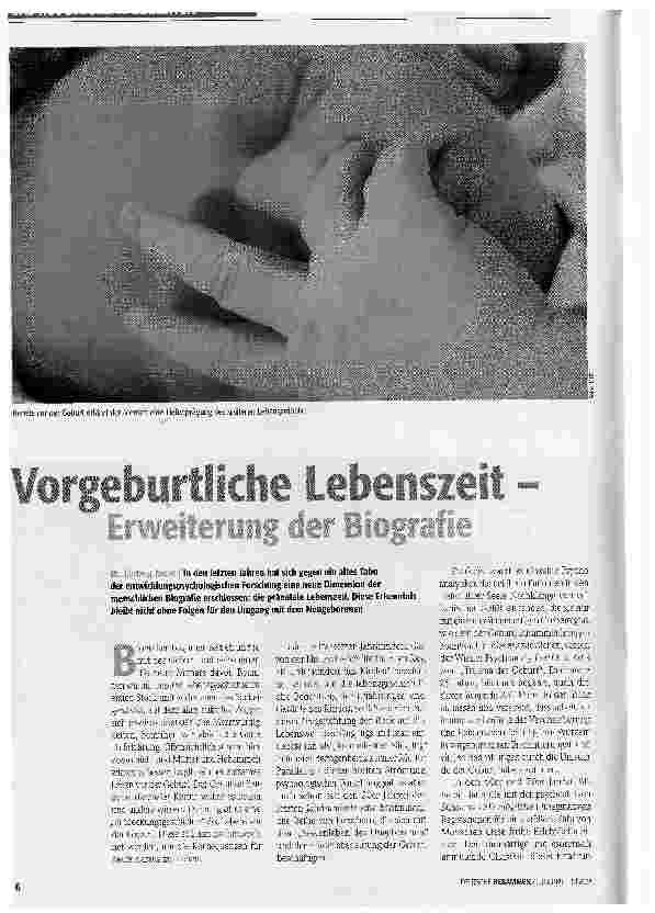 Vorschauseite 1: Vorgeburtliche Lebenszeit - Erweiterung der Biografie