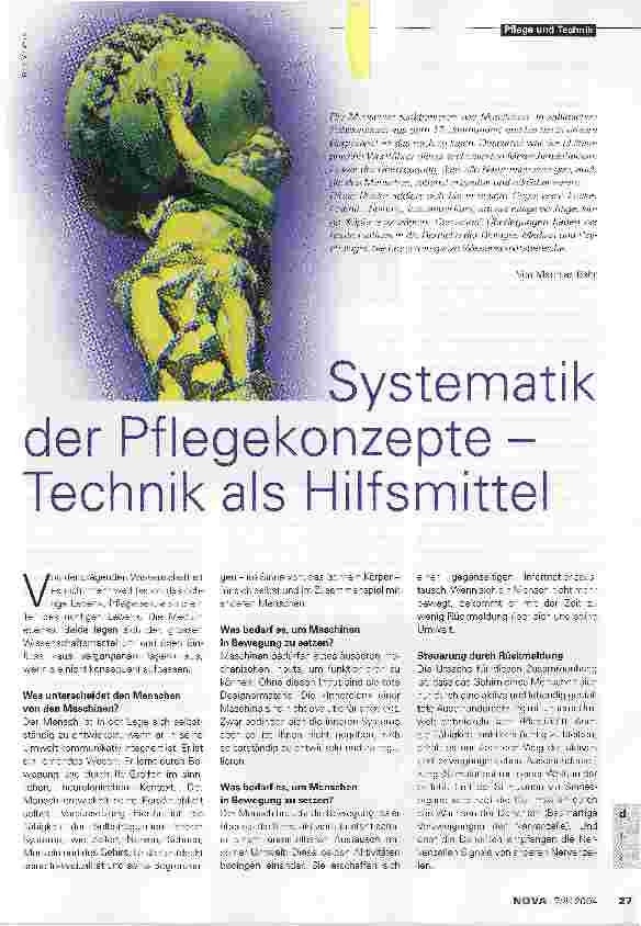 Vorschauseite 1: Systematik der Pflegekonzepte -Technik als Hilfsmittel