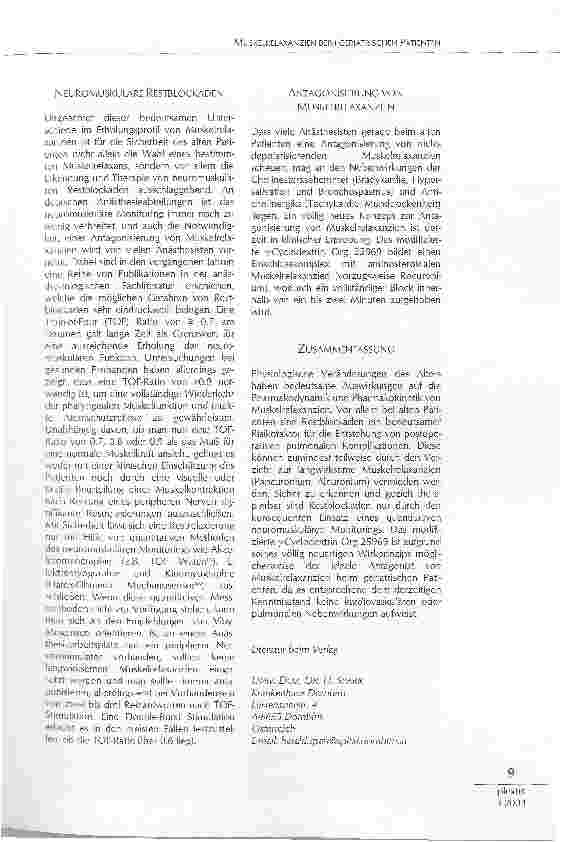 Vorschauseite 2: MUSKELRELAXANZIEN BEIM GERIATRISCHENPATIENTEN