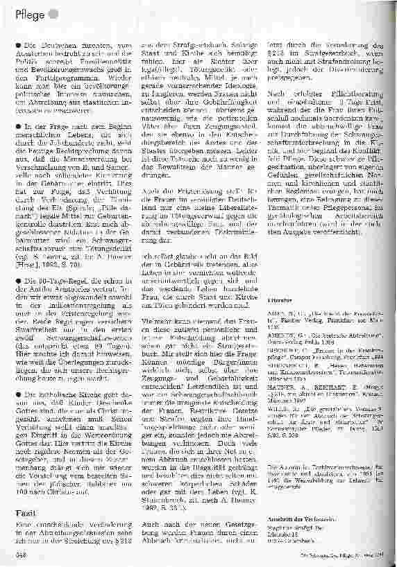 Vorschauseite 3: Abtreibung - Konfliktfeld in der Pflege (1) Exemplarisch für ethische Fragen in der KrPfl - aus persönlicher Sicht