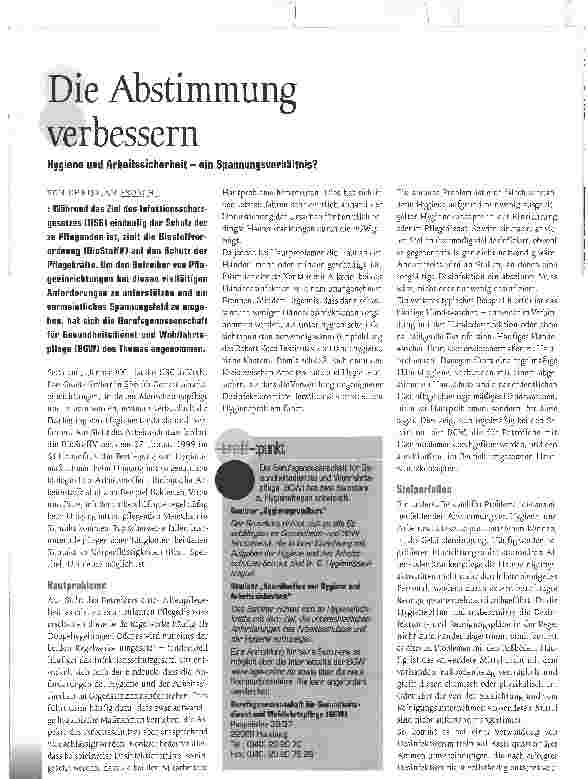 Vorschauseite 1: Die Abstimmung verbessernHygiene und Arbeitssicherheit - ein Spannungsverhältnis?