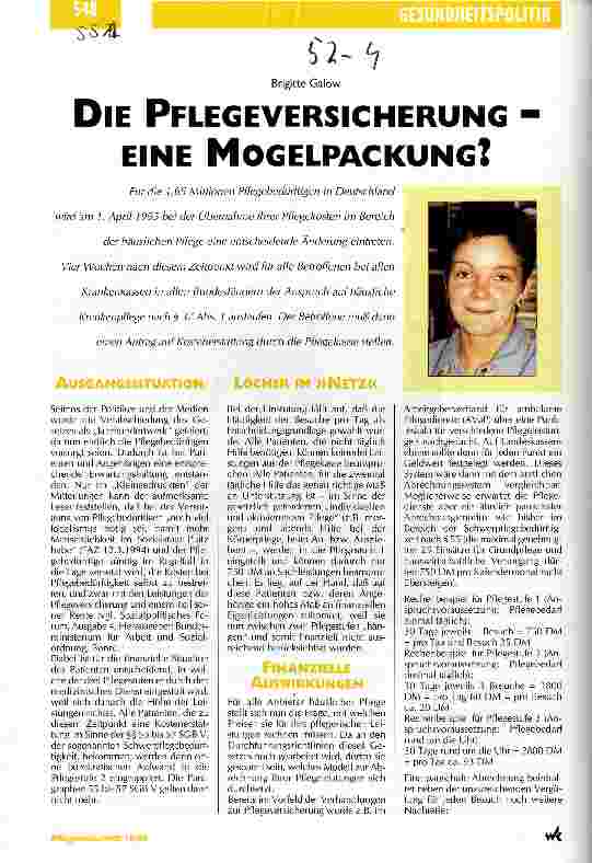 Vorschauseite 1: Die Pflegeversicherung - eine Mogelpackung?