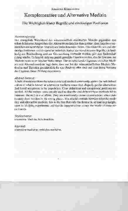 Vorschauseite 1: Komplementäre und Alternative Medizin