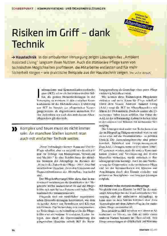 Vorschauseite 1: Risiken im Griffdank Technik