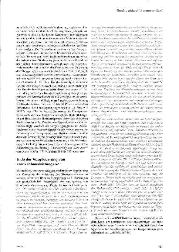Vorschauseite 2: BSG beschränkt medizinische Drittleistungen im Krankenhaus