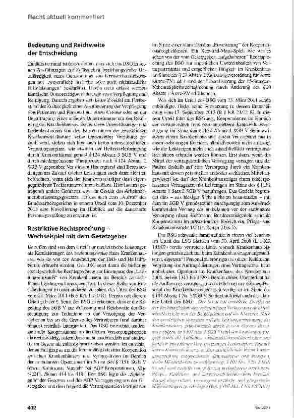 Vorschauseite 3: BSG beschränkt medizinische Drittleistungen im Krankenhaus