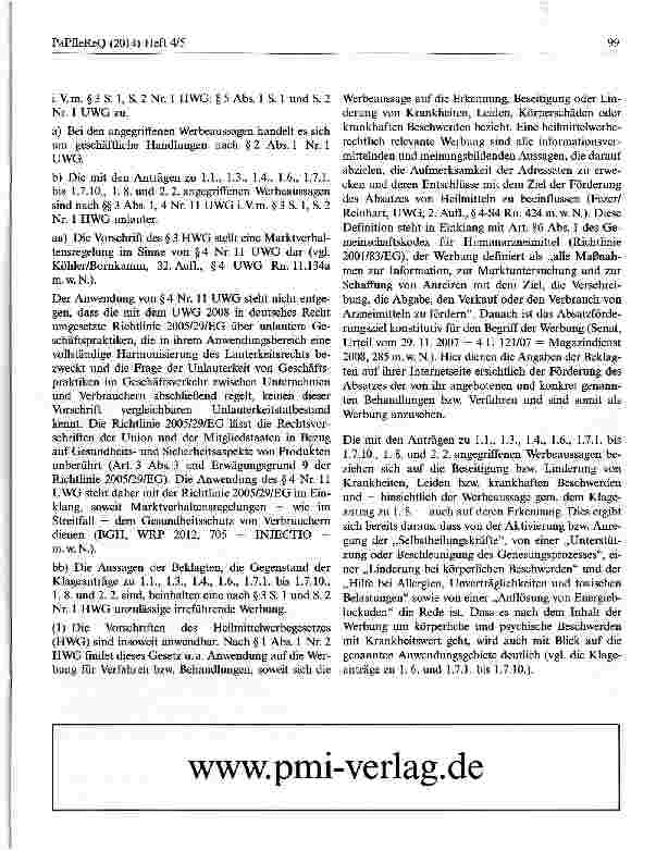 Vorschauseite 3: Irreführende Heilmittelwerbung für kinesiologische Behandlung mit fachlich umstrittenen Wirkungsangaben