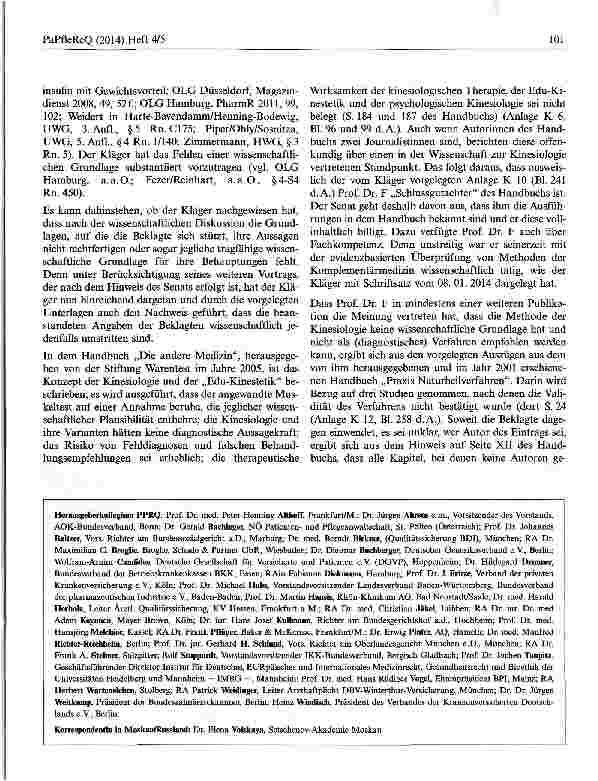 Vorschauseite 5: Irreführende Heilmittelwerbung für kinesiologische Behandlung mit fachlich umstrittenen Wirkungsangaben