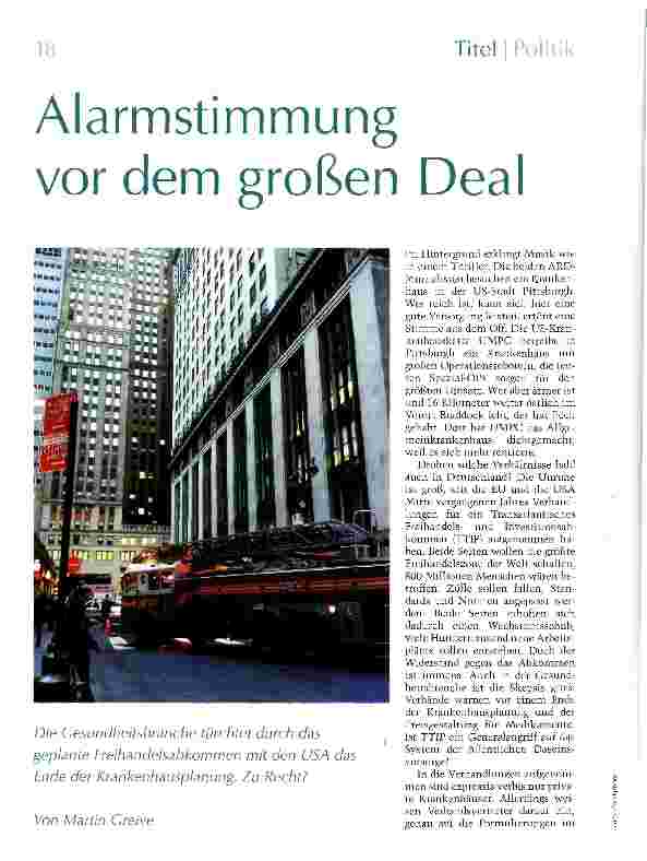 Vorschauseite 1: Alarmstimmung vor dem großen Deal