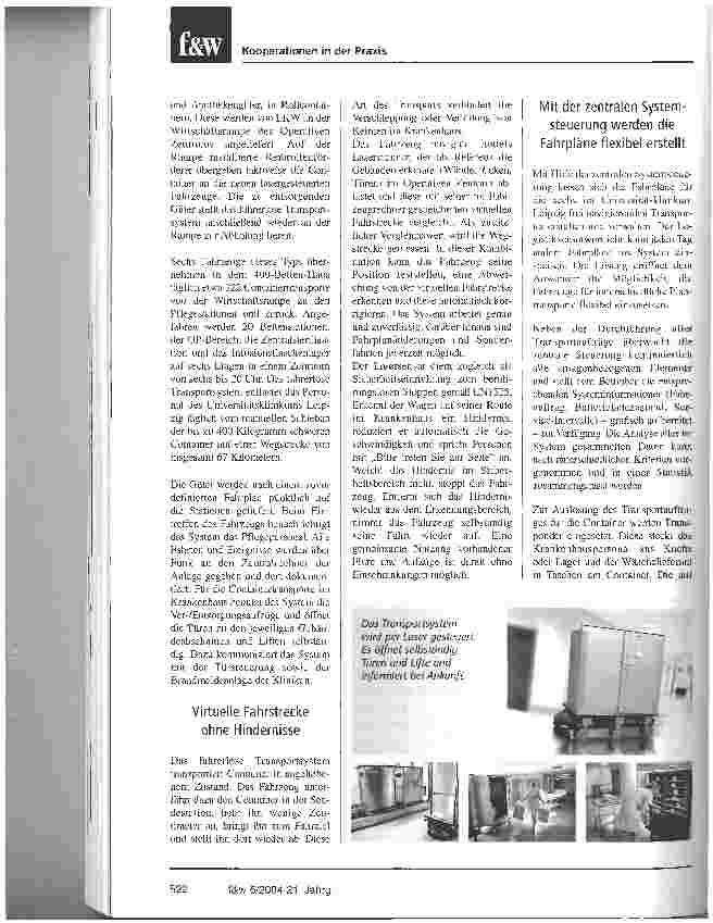 Vorschauseite 2: Kooperationen in der PraxisDas Universitätsklinikum Leipzig realisiert neues Logistikkonzept im Operativen Zentrum
