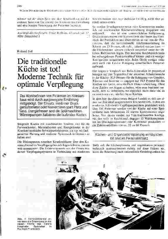 Vorschauseite 1: Die traditionelle Küche ist tot ; Moderne Technik für optimale Verpflegung