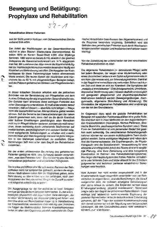 Vorschauseite 1: Bewegung und Betätigung: Prophylaxe und Rehabilitation