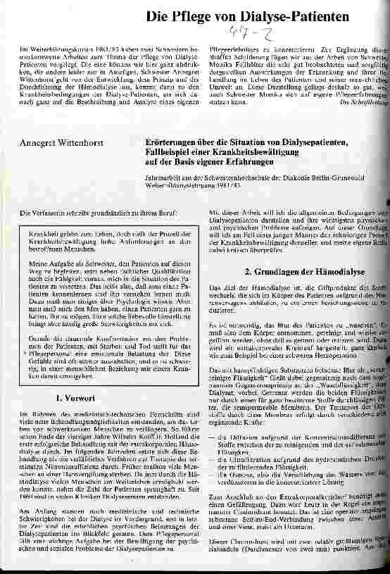 Vorschauseite 1: Die Pflege von Dialyse-Patienten