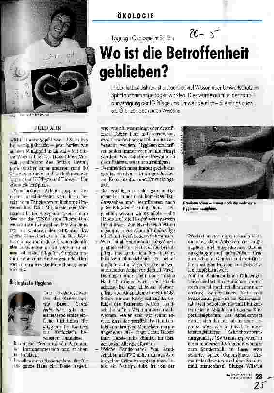 Vorschauseite 1: Wo ist die Betroffenheit geblieben? Tagung Ökologie im Spital