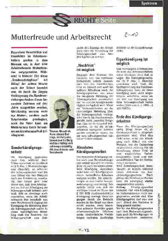 Vorschauseite 1: Mutterfreude und Arbeitsrecht