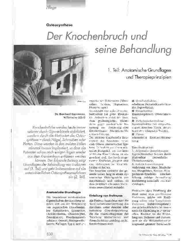 Vorschauseite 1: Der Knochenbruch und seine Behandlung1. Teil: Anatomische Grundlagen und Therapieprinzipien