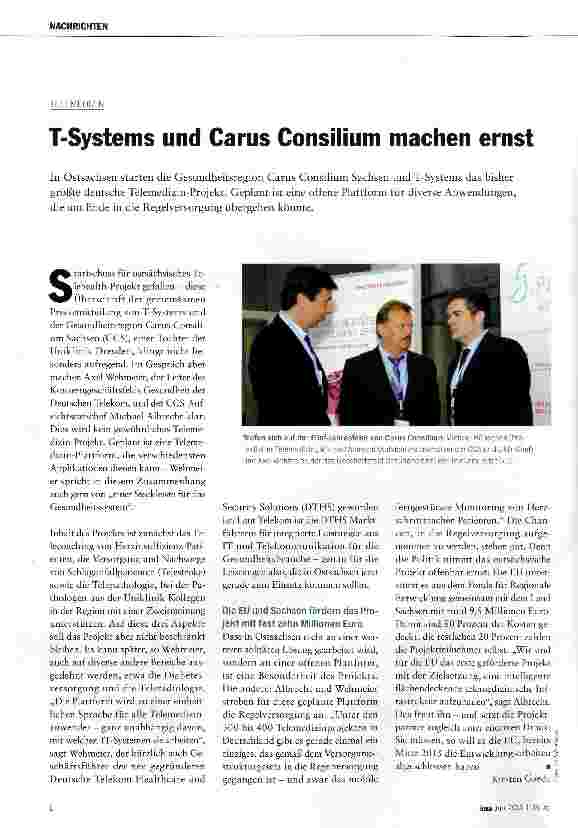Vorschauseite 1: T-Systems und Carus Consilium machen ernst