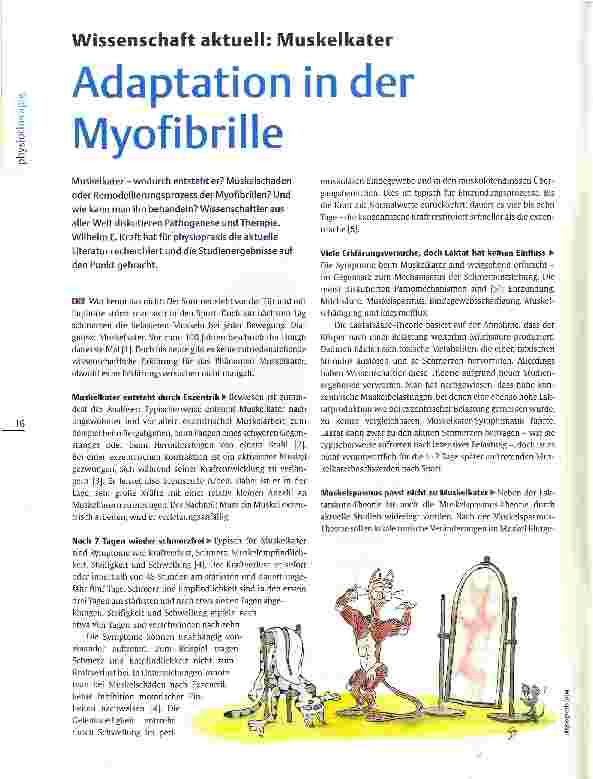 Vorschauseite 1: Wissenschaft aktuell: Muskelkater Adaptation in der Myofibrille