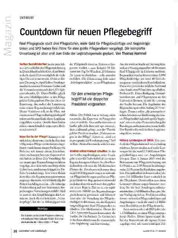 Vorschauseite 1: Countdown für neuen Pflegebegriff