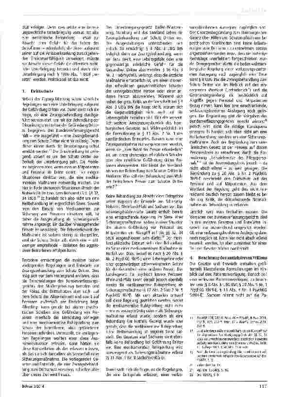Vorschauseite 3: Die Zwangsbehandlung in der öffentlich-rechtlichen Unterbringung - Stand der Neuregelungen