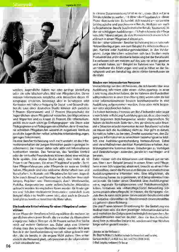 Vorschauseite 2: Jugendliche für Pflegeberufe gewinnen -Ansatzpunkte und Maßnahmen