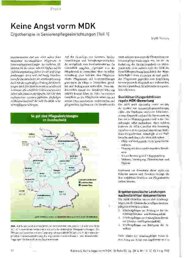 Vorschauseite 1: Keine Angst vorm MDK Ergotherapie in Seniorenpflegeeinrichtungen (Teil 1)