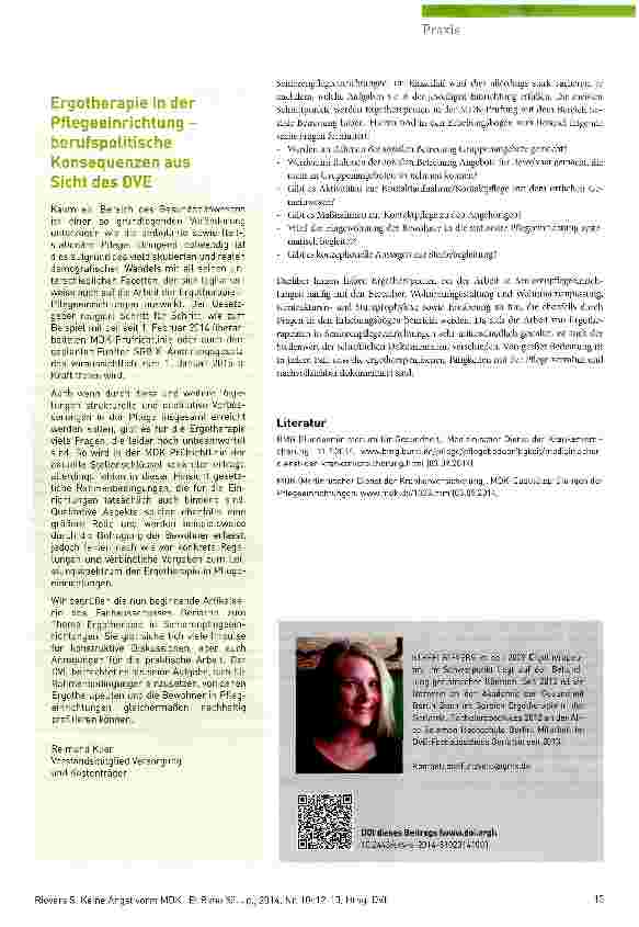 Vorschauseite 2: Keine Angst vorm MDK Ergotherapie in Seniorenpflegeeinrichtungen (Teil 1)