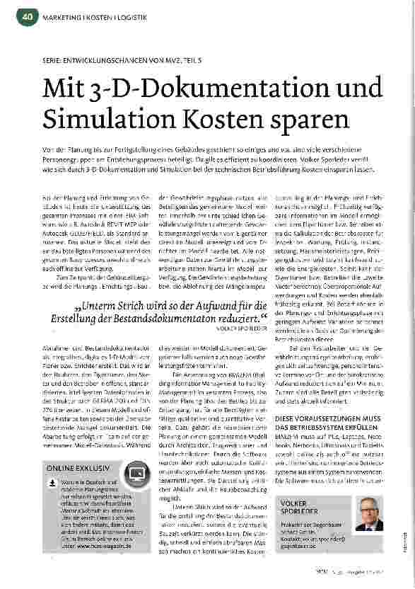 Vorschauseite 1: Mit 3-D-Dokumentation und Simulation Kosten sparen