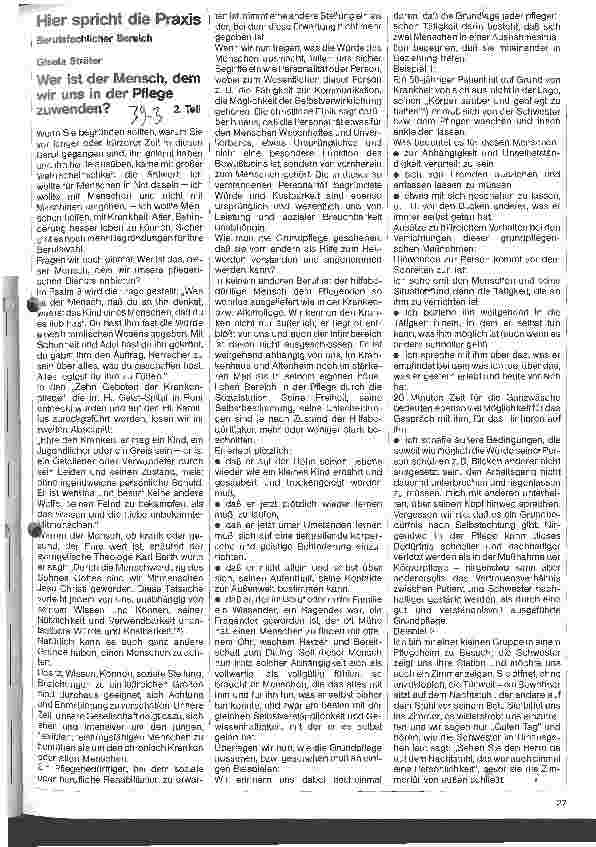 Vorschauseite 1: Wer ist der Mensch, dem wir uns in der Pflege zuwenden 2. Teil