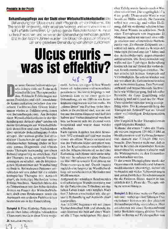 Vorschauseite 1: Ulcus Cruris - Was ist effektiv? Behandlungspflege aus der Sicht einer Wirtschaftlichkeitsstudie