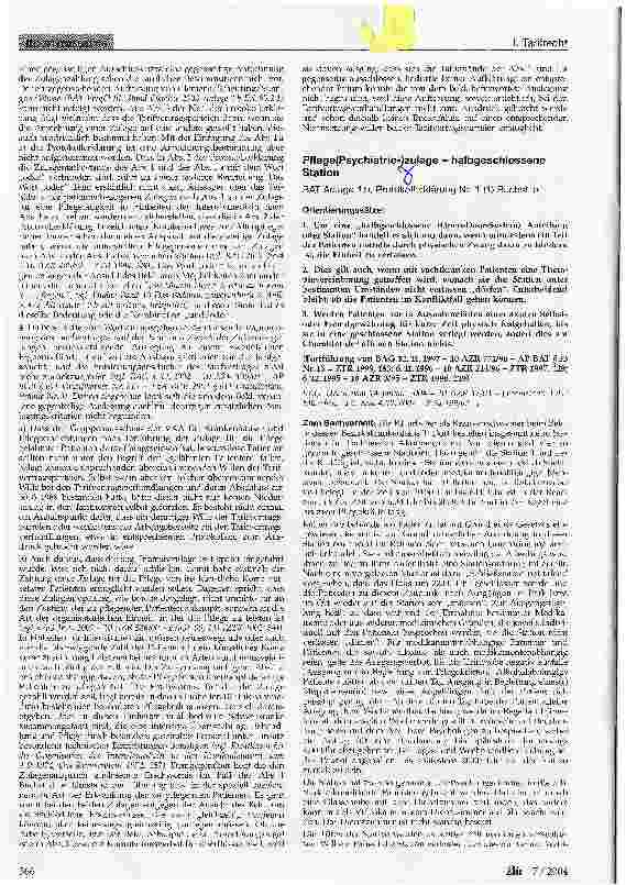 Vorschauseite 1: Pflege(Psychiatrie-)zulage - halbgeschlossene Station