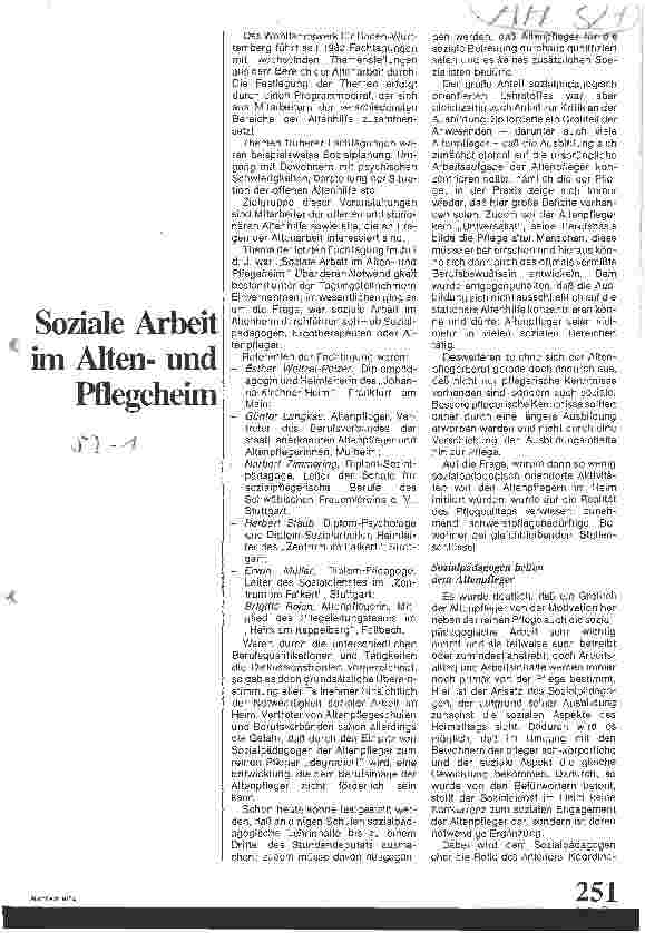 Vorschauseite 1: Soziale Arbeit im ALtenund Pflegeheim