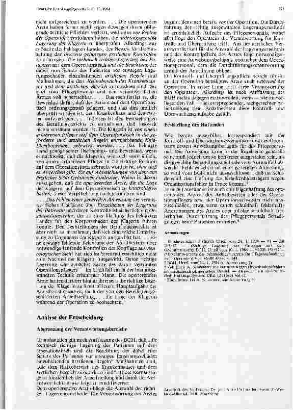 Vorschauseite 2: Zur Verantwortlichkeit des operierenden Arztes und des Pflegepersonals im OP, 1 Teil: Verantwortlichkeit während der Operation