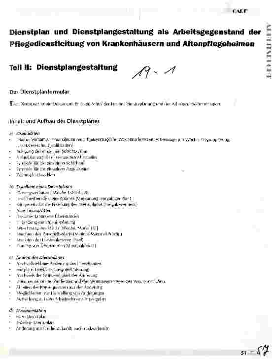 Vorschauseite 1: Dienstplan und Dienstplangestaltung als Arbeitsgegenstand der Pflegedienstleitung von Krankenhäusern und Altenpflegeheimen
