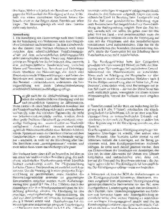 Vorschauseite 4: Zur Kündigung eines Heimvertrages bei verändertem Gesundheitszustand des Bewohners