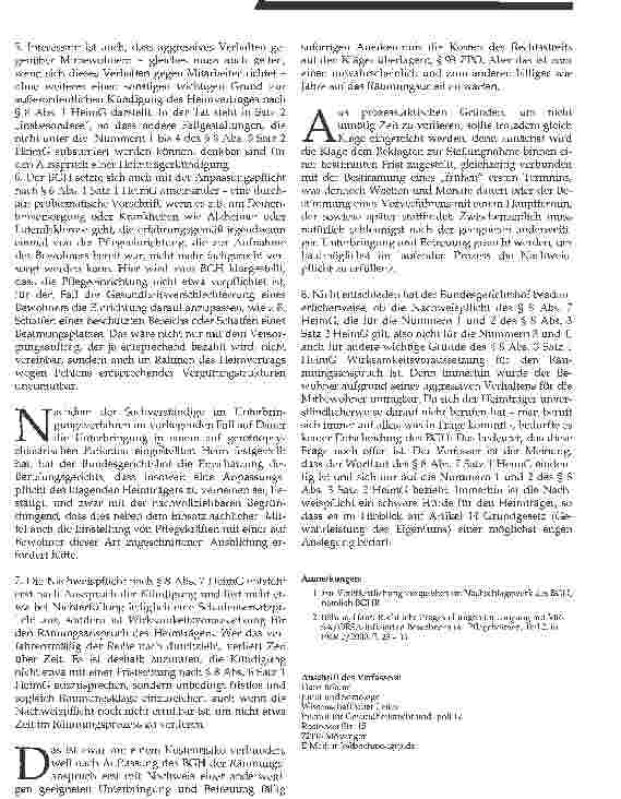 Vorschauseite 5: Zur Kündigung eines Heimvertrages bei verändertem Gesundheitszustand des Bewohners