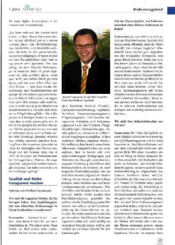 Vorschauseite 4: Ausbildung zum Klinischen Risikomanager