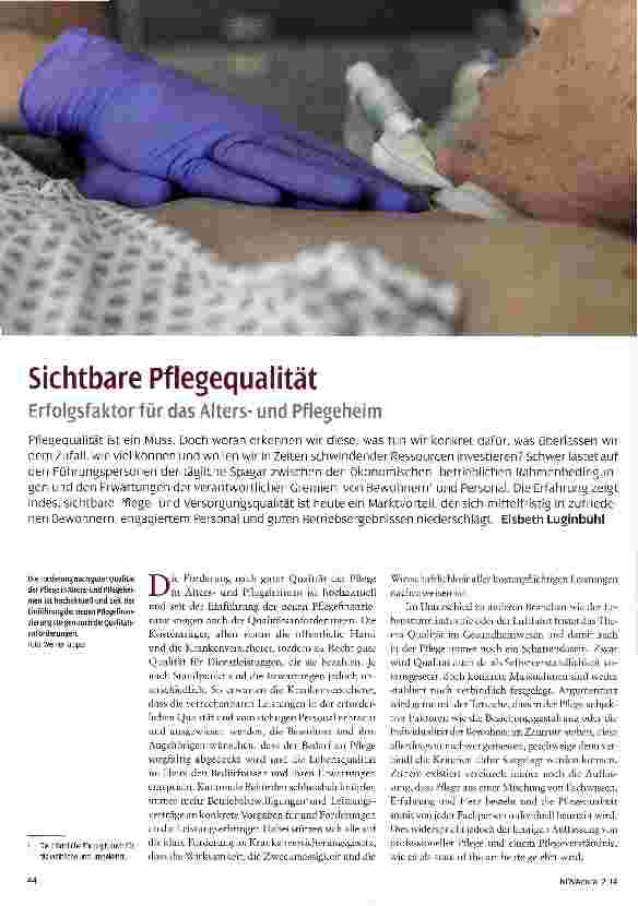 Vorschauseite 1: Sichtbare Pflegequalität