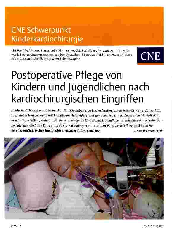 Vorschauseite 1: Postoperative Pflege von Kindern und Jugendlichen nach kardiochirurgischen Eingriffen